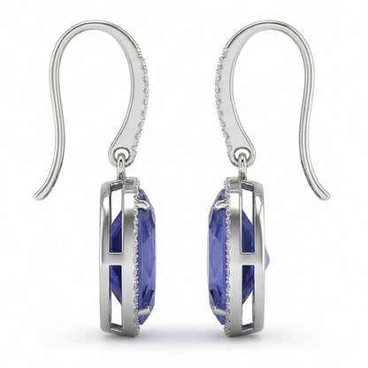 5.40 Carat Ceylon Color Sapphire IGI CERTIFIED Diamonds Dangle White Gold Earring New