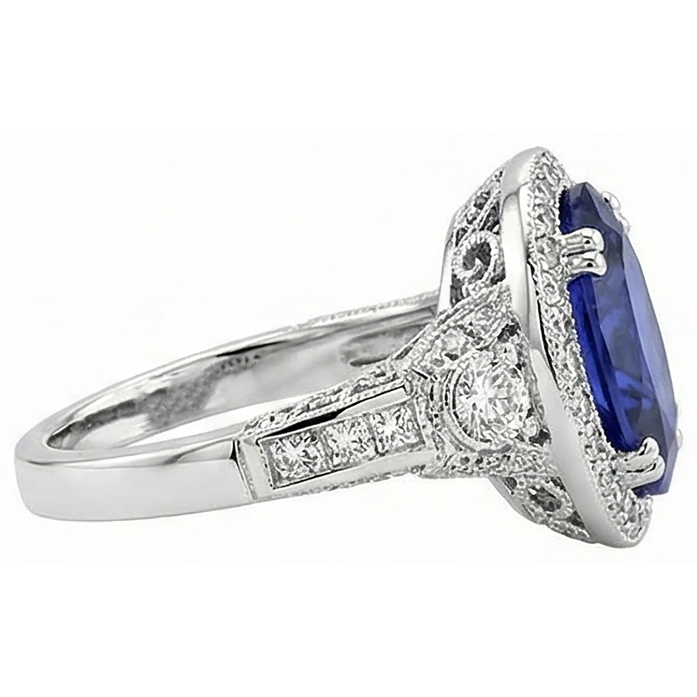 5.40 Carat Oval Tanzanite Natural Earth Mined Diamond Engagament Ring Gold White 14K