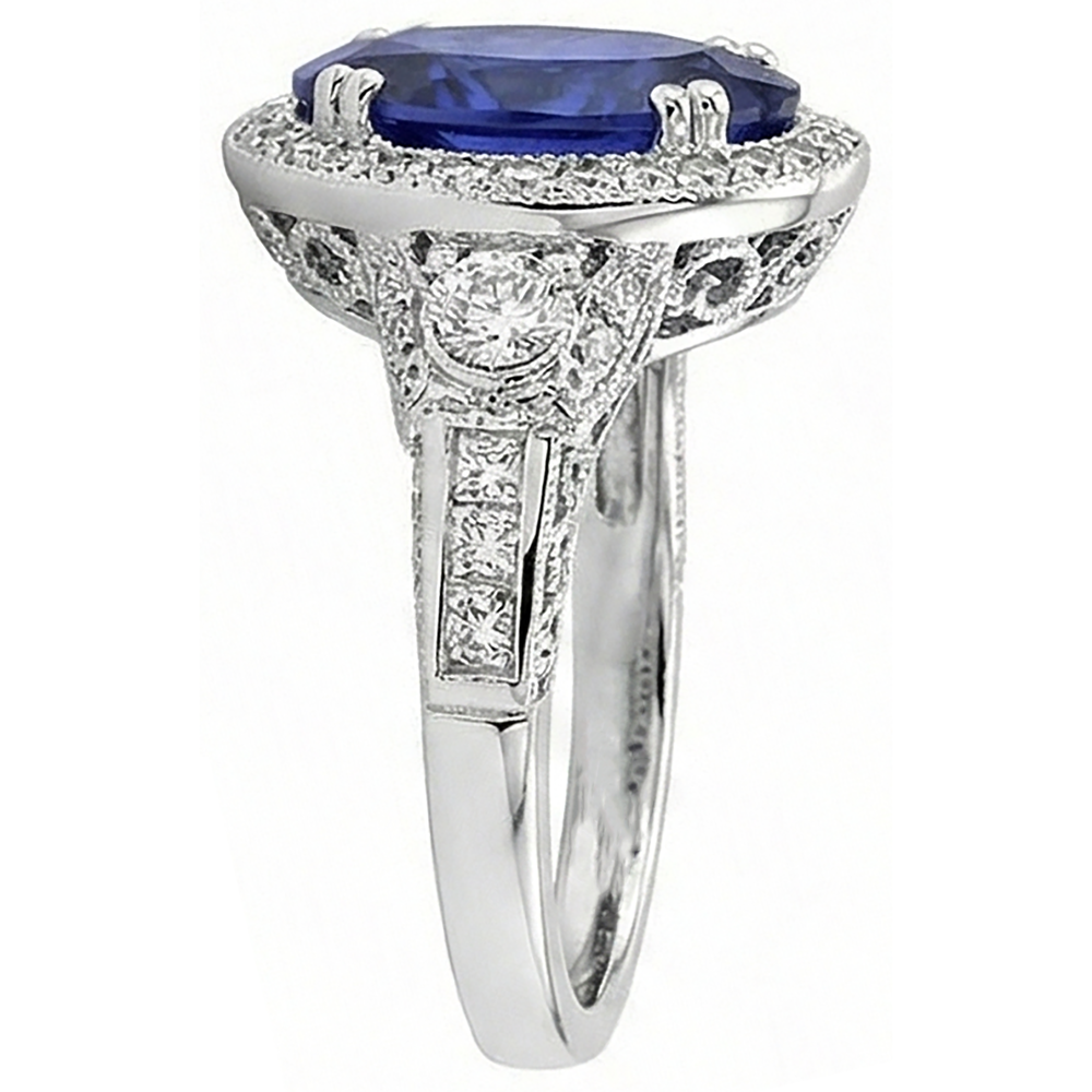5.40 Carat Oval Tanzanite Natural Earth Mined Diamond Engagament Ring Gold White 14K