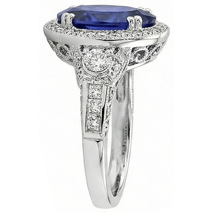 5.40 Carat Oval Tanzanite Natural Earth Mined Diamond Engagament Ring Gold White 14K