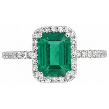5.45 Carats Green Emerald GIA Cut Emerald GIA With Natural Earth Mined Diamond Wedding Ring 14K