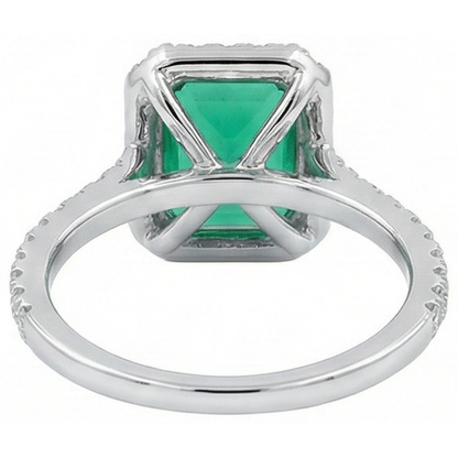 5.45 Carats Green Emerald GIA Cut Emerald GIA With Natural Earth Mined Diamond Wedding Ring 14K
