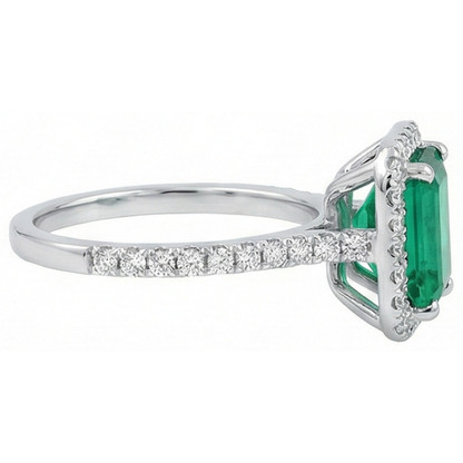 5.45 Carats Green Emerald GIA Cut Emerald GIA With Natural Earth Mined Diamond Wedding Ring 14K