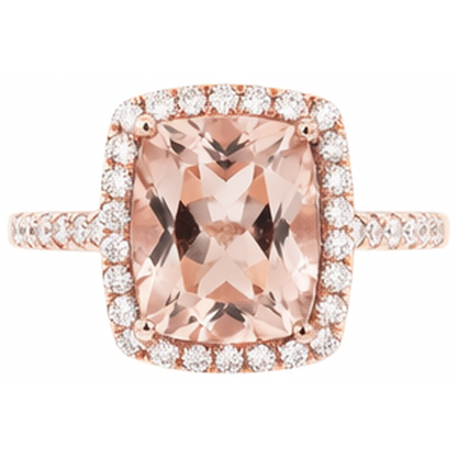 5.45 Ct Morganite Fancy Ring With Small Natural Earth Mined Diamonds 14K Rose Gold
