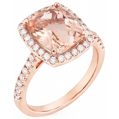 5.45 Ct Morganite Fancy Ring With Small Natural Earth Mined Diamonds 14K Rose Gold