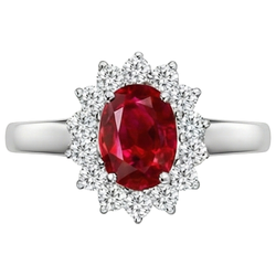 5.5 Carats Oval Cut Ruby Natural Earth Mined Diamond Ring White Gold Lady Jewelry
