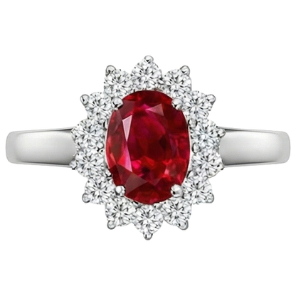 5.5 Carats Oval Cut Ruby Natural Earth Mined Diamond Ring White Gold Lady Jewelry
