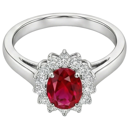 5.5 Carats Oval Cut Ruby Natural Earth Mined Diamond Ring White Gold Lady Jewelry