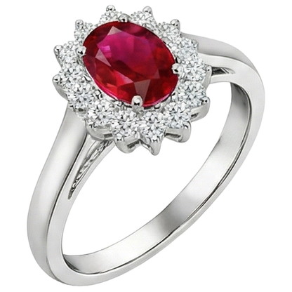 5.5 Carats Oval Cut Ruby Natural Earth Mined Diamond Ring White Gold Lady Jewelry