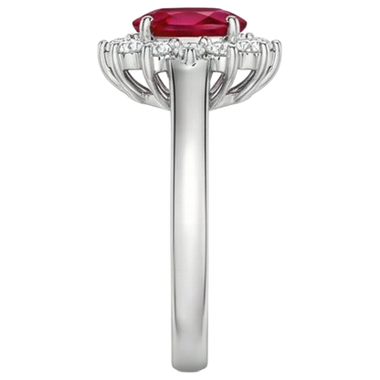 5.5 Carats Oval Cut Ruby Natural Earth Mined Diamond Ring White Gold Lady Jewelry