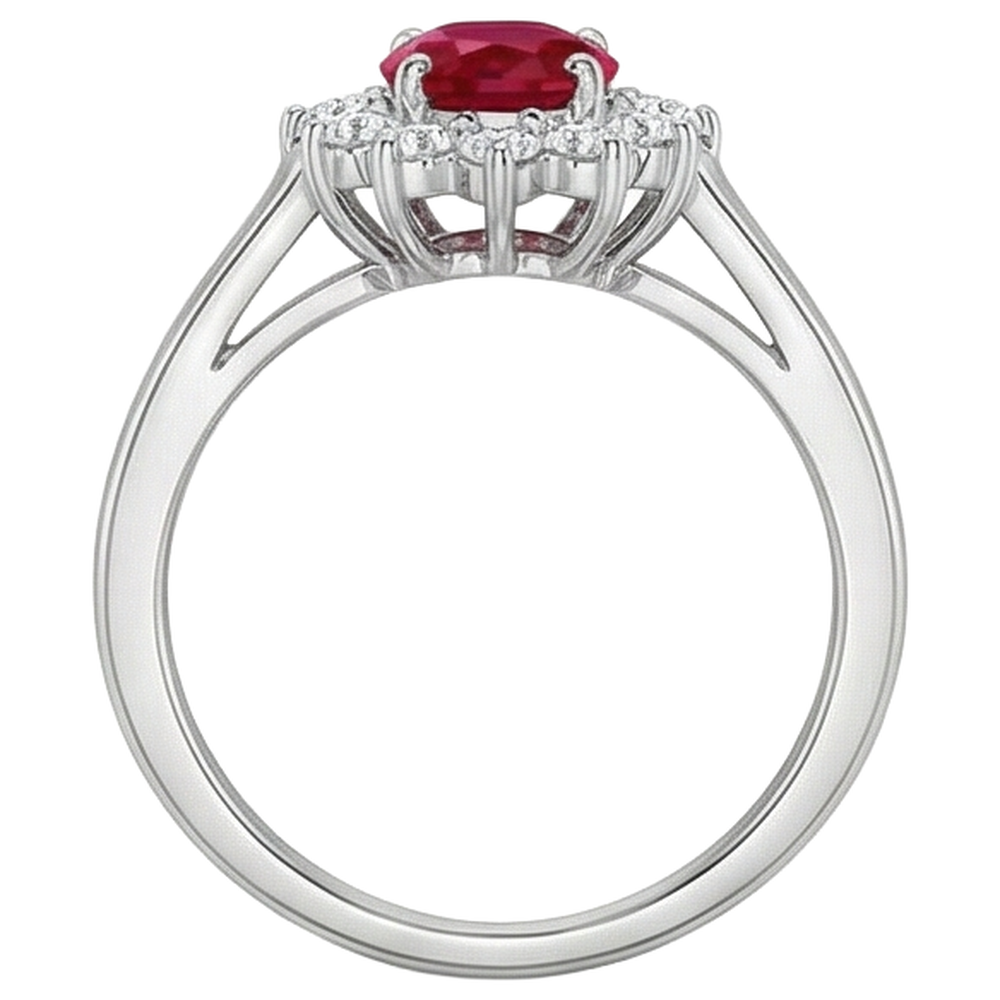 5.5 Carats Oval Cut Ruby Natural Earth Mined Diamond Ring White Gold Lady Jewelry