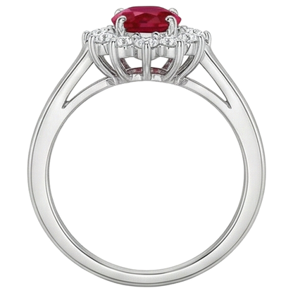 5.5 Carats Oval Cut Ruby Natural Earth Mined Diamond Ring White Gold Lady Jewelry