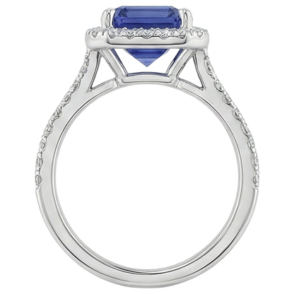 5.50 Ct Emerald Cut Tanzanite Natural Earth Mined Diamond Solitaire Ring With Accent