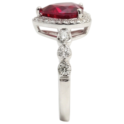 5.50 Ct Heart Shaped Ruby IGI CERTIFIED Halo Round Diamond Ring White Gold 14K
