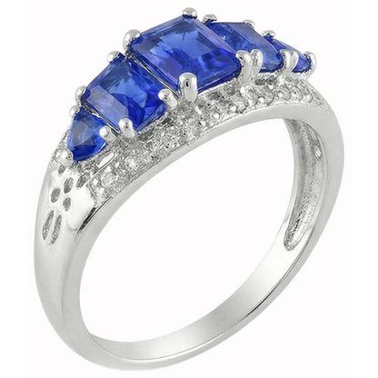5.51 Carat Sri Lankan Sapphire Natural Earth Mined Diamonds Beautiful Ring White Gold 14K