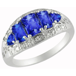 5.51 Carat Sri Lankan Sapphire Natural Earth Mined Diamonds Beautiful Ring White Gold 14K
