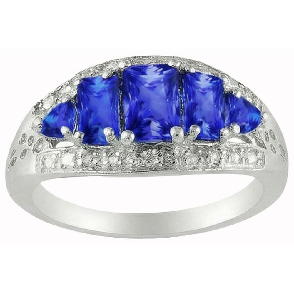 5.51 Carat Sri Lankan Sapphire Natural Earth Mined Diamonds Beautiful Ring White Gold 14K
