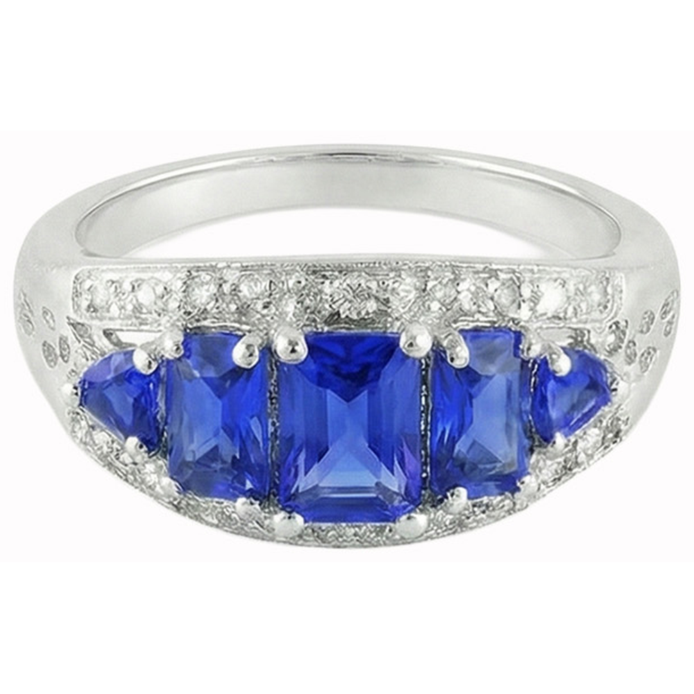 5.51 Carat Sri Lankan Sapphire Natural Earth Mined Diamonds Beautiful Ring White Gold 14K