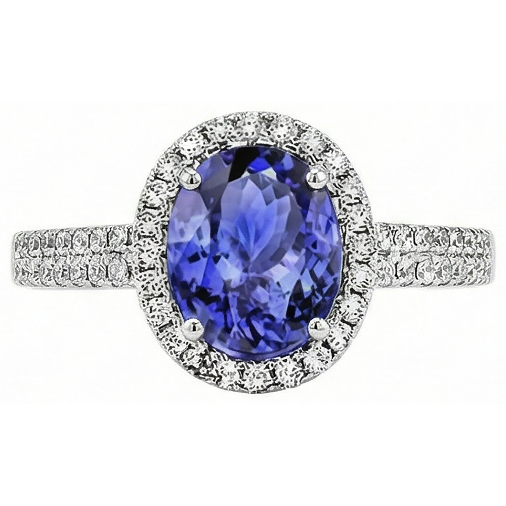 5.60 Carats Oval Tanzanite Natural Earth Mined Diamond Anniversary Ring White Gold 14K