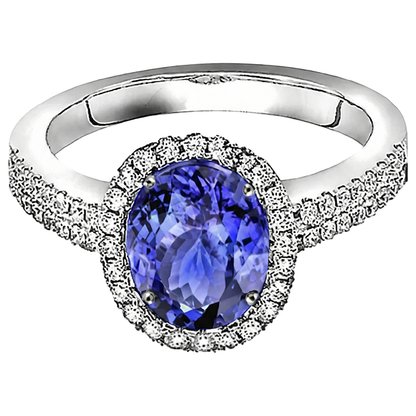 5.60 Carats Oval Tanzanite Natural Earth Mined Diamond Anniversary Ring White Gold 14K