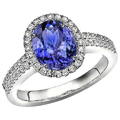 5.60 Carats Oval Tanzanite Natural Earth Mined Diamond Anniversary Ring White Gold 14K