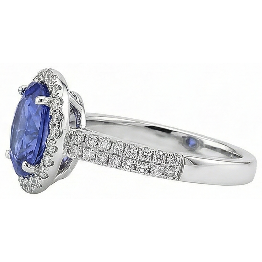 5.60 Carats Oval Tanzanite Natural Earth Mined Diamond Anniversary Ring White Gold 14K