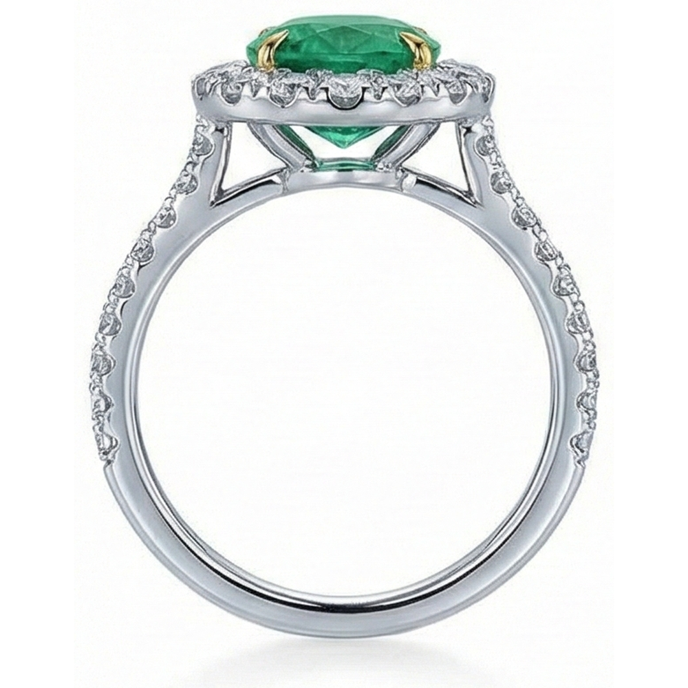 5.75 Carats Natural Earth Mined Diamond With Green Emerald GIA Ring White Gold 14K