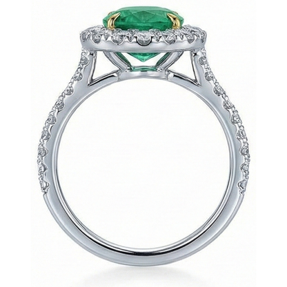 5.75 Carats Natural Earth Mined Diamond With Green Emerald GIA Ring White Gold 14K