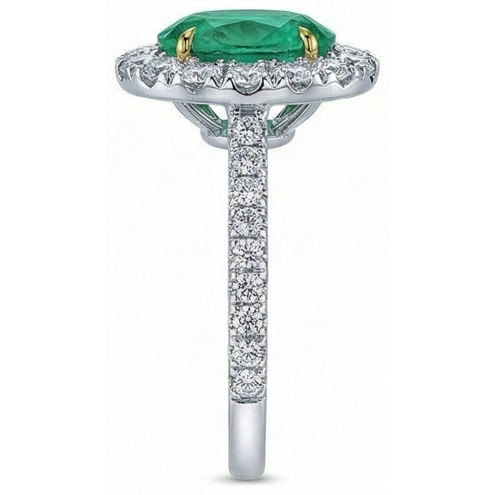 5.75 Carats Natural Earth Mined Diamond With Green Emerald GIA Ring White Gold 14K