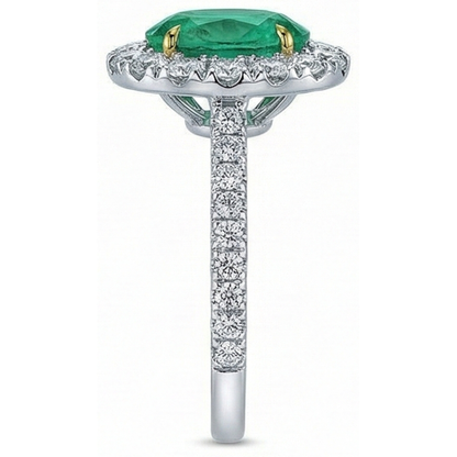 5.75 Carats Natural Earth Mined Diamond With Green Emerald GIA Ring White Gold 14K