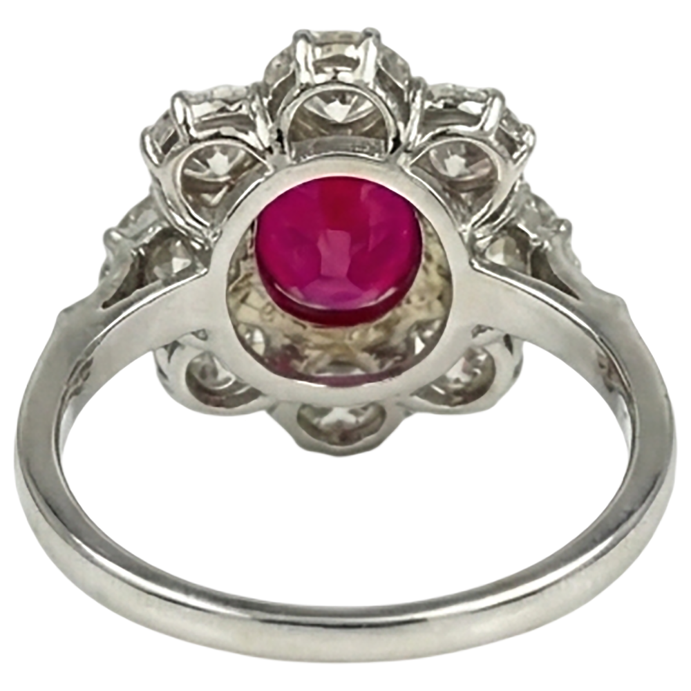5.75 Carats Oval Cut Ruby And Natural Earth Mined Diamond Ring Two Tone Gold 14K