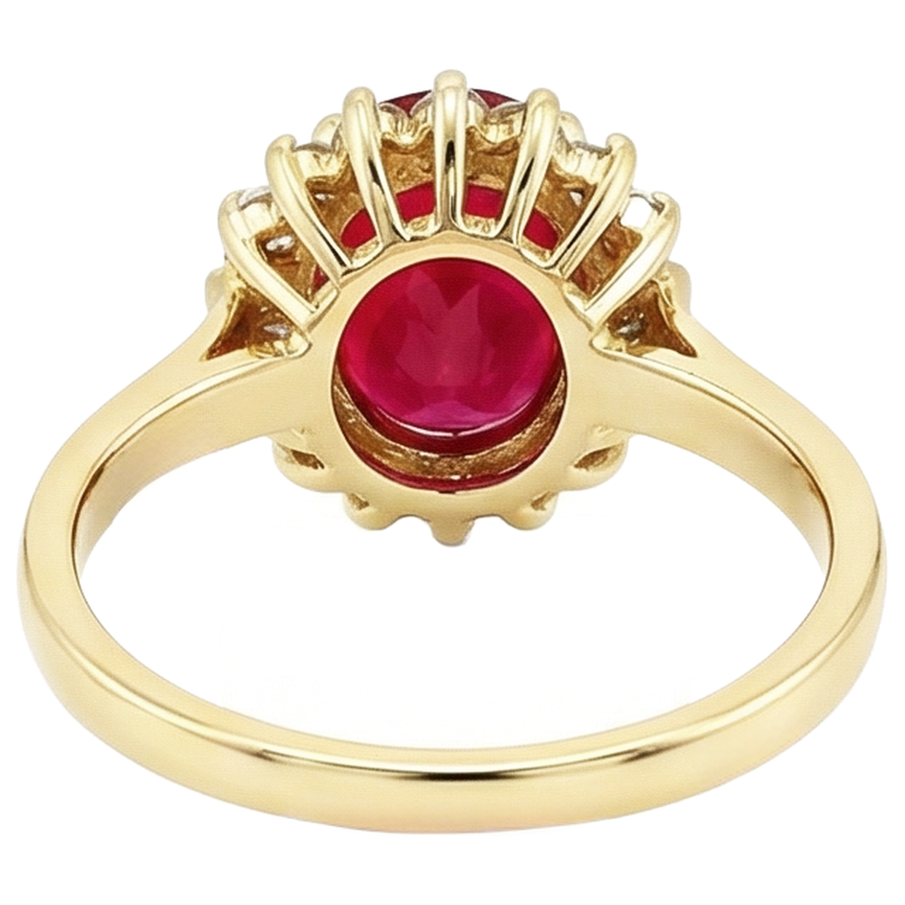5.75 Carats Red Ruby IGI CERTIFIED And Diamonds Ring Yellow Gold 14K