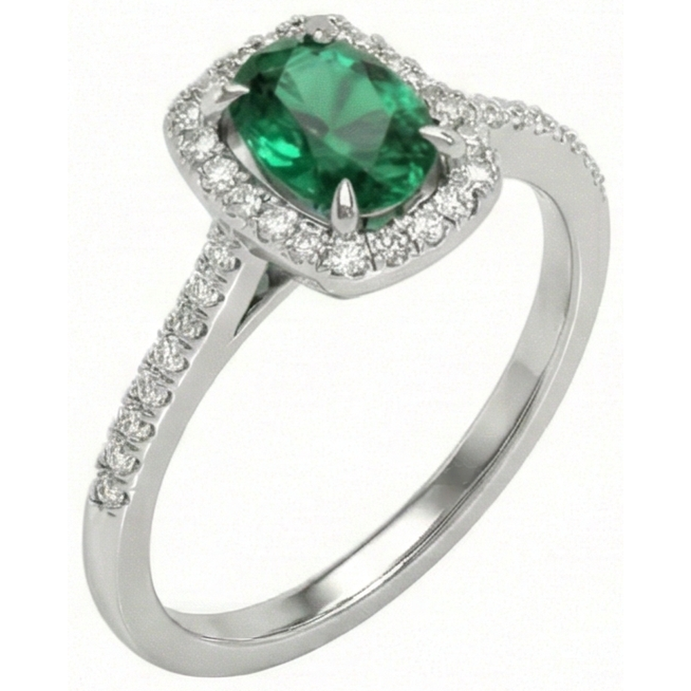 5.75 Ct Green Emerald GIA And Natural Earth Mined Diamonds Anniversary Ring White Gold 14K New