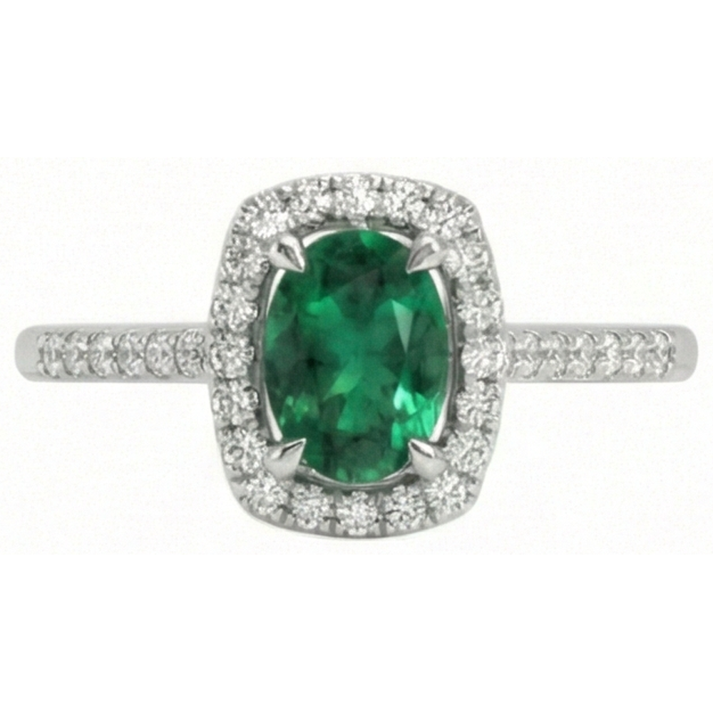 5.75 Ct Green Emerald GIA And Natural Earth Mined Diamonds Anniversary Ring White Gold 14K New