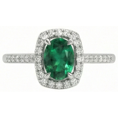 5.75 Ct Green Emerald GIA And Natural Earth Mined Diamonds Anniversary Ring White Gold 14K New