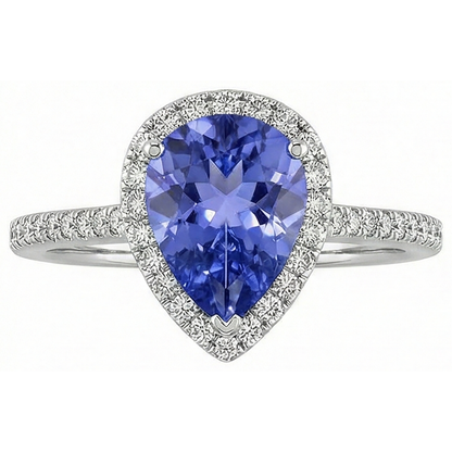 natural round tanzanite 5.75ct ring close up detail