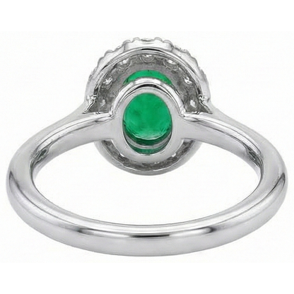 5.90 Carats Green Emerald GIA And Natural Earth Mined Diamonds Wedding Ring White Gold 14K