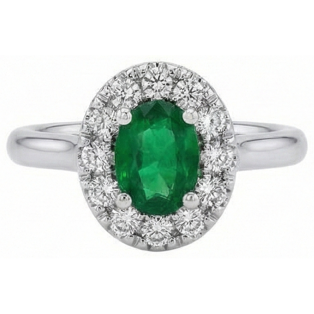5.90 Carats Green Emerald GIA And Natural Earth Mined Diamonds Wedding Ring White Gold 14K