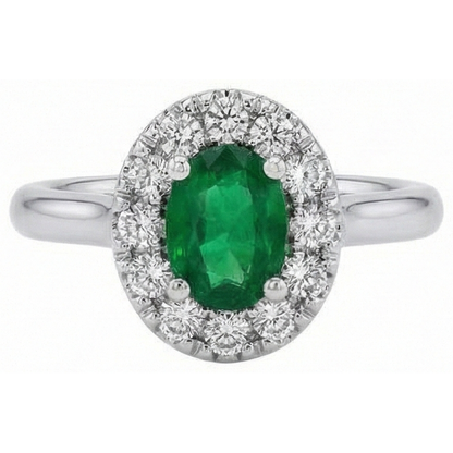 5.90 Carats Green Emerald GIA And Natural Earth Mined Diamonds Wedding Ring White Gold 14K