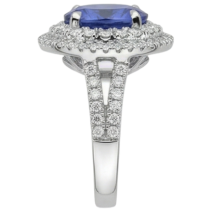 5.90 Ct Prong Set Tanzanite With Natural Earth Mined Diamonds Ring White Gold