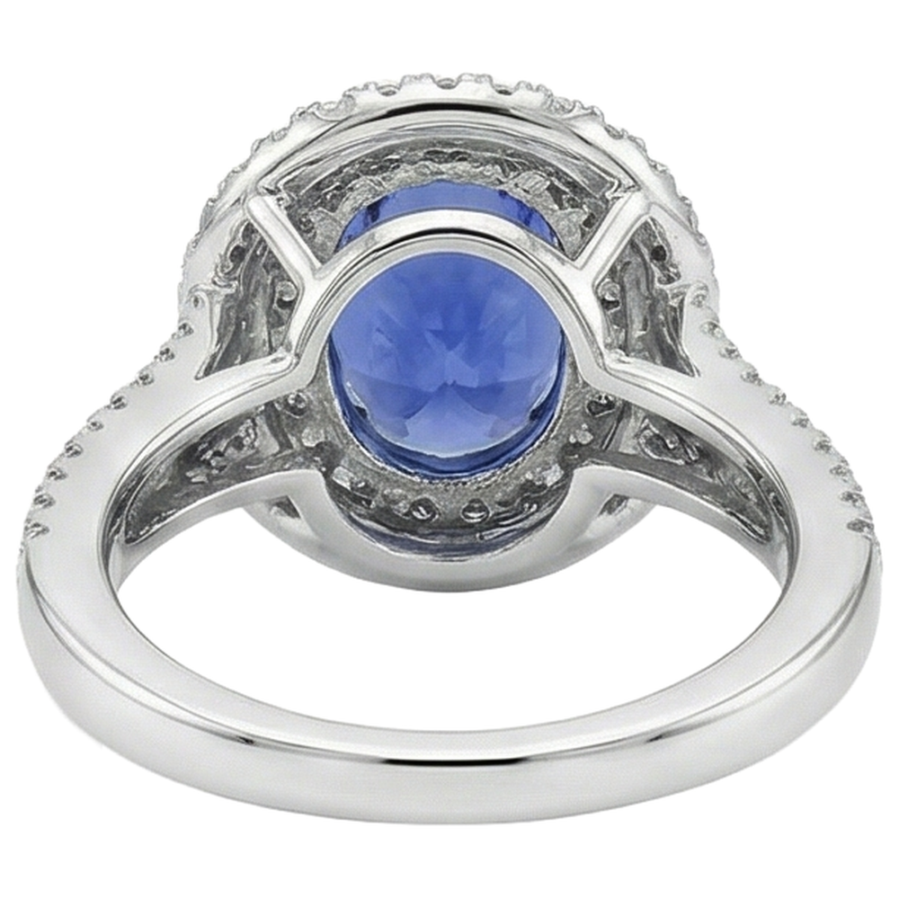 5.90 Ct Prong Set Tanzanite With Natural Earth Mined Diamonds Ring White Gold
