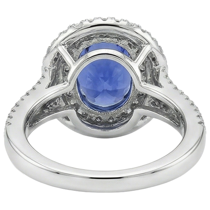 5.90 Ct Prong Set Tanzanite With Natural Earth Mined Diamonds Ring White Gold