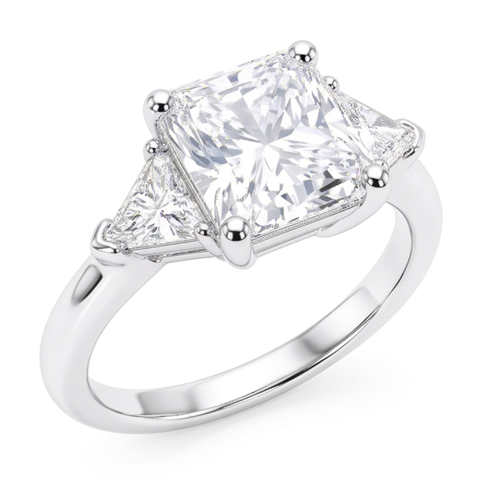 5 Carat Radiant Natural Real Diamond ( Not Lab Grown ) Three Stone Ring
