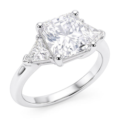 5 Carat Radiant Natural Real Diamond ( Not Lab Grown ) Three Stone Ring
