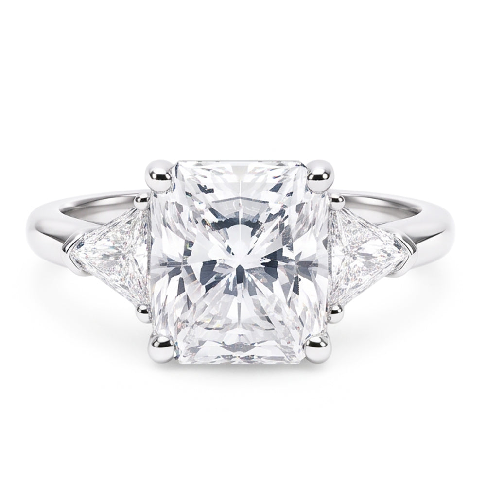 5 Carat Radiant Natural Real Diamond ( Not Lab Grown ) Three Stone Ring