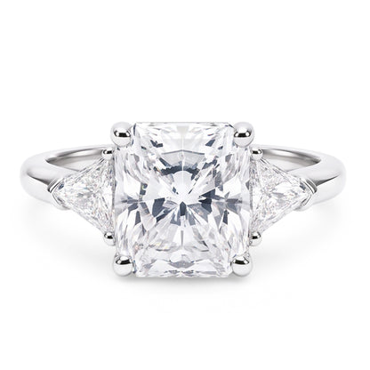 5 Carat Radiant Natural Real Diamond ( Not Lab Grown ) Three Stone Ring