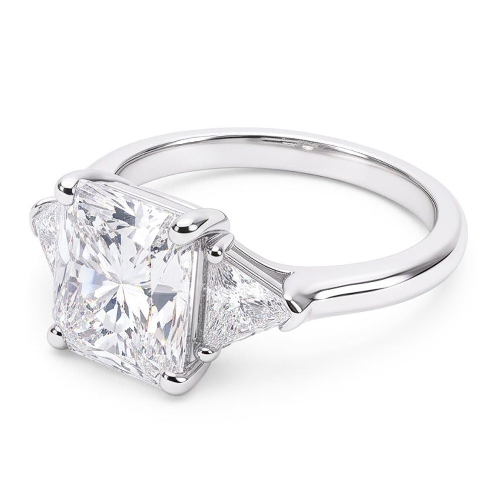 5 Carat Radiant Natural Real Diamond ( Not Lab Grown ) Three Stone Ring