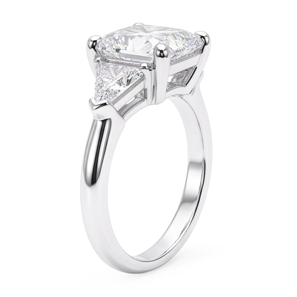 5 Carat Radiant Natural Real Diamond ( Not Lab Grown ) Three Stone Ring