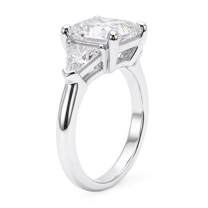 5 Carat Radiant Natural Real Diamond ( Not Lab Grown ) Three Stone Ring