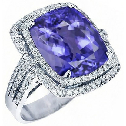 5 Carat Ring Tanzanite Cushion Natural Earth Mined Diamonds Solid White Gold